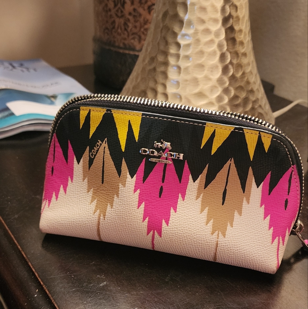 Coach Pink and Black Cosmetic Bags with Geometric Design